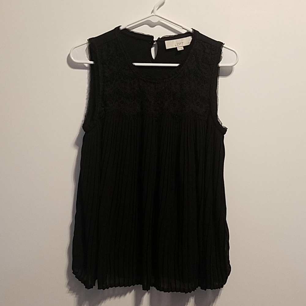 Mp - Loft - Black Lace Detailed Sleeveless Blouse